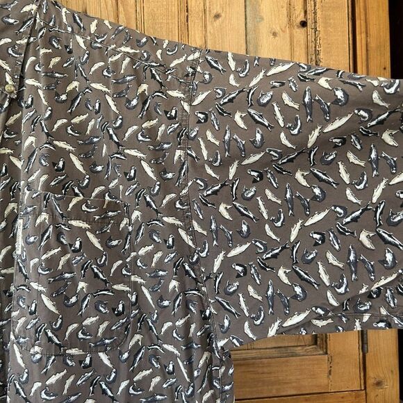 Columbia Mens XXL Fish Print Short Sleeve Button Front Shirt Collared Vintage - Picture 6 of 8